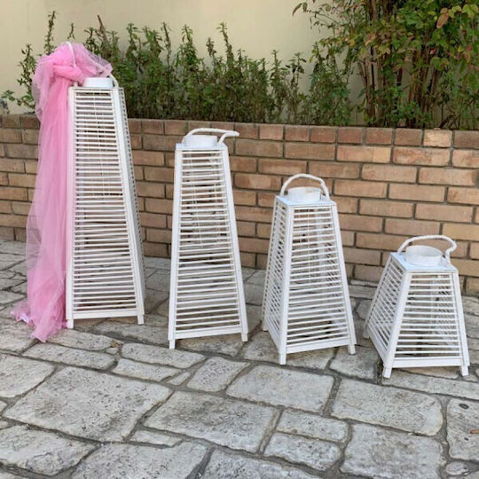Palma Emporio Φαναράκι Ξύλινο Επιτραπέζιο Λευκό 30εκ.