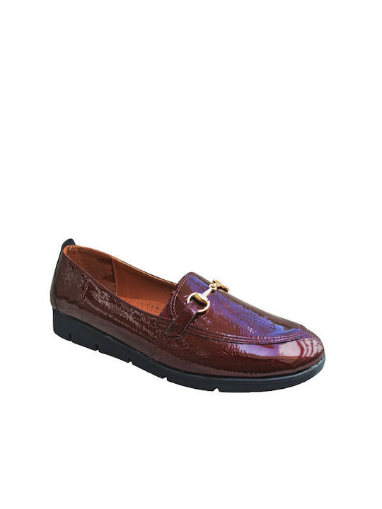 Blondie Leather Women's Moccasins in Burgundy Color