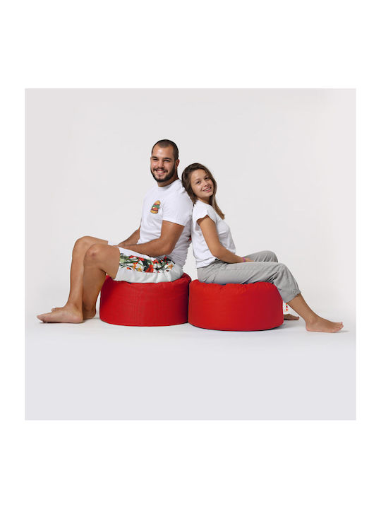Waterproof Bean Bag Stool Poof Round Red 55x55x30cm