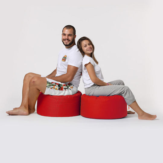 Waterproof Bean Bag Stool Poof Round Red 55x55x30cm