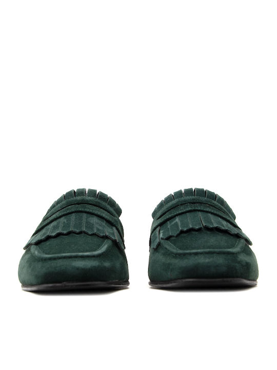 Leder Damen Mokassins in Grün Farbe