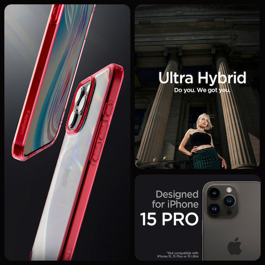 Spigen Ultra Hybrid Задна корица Пластмаса 2мм Наситено червено (iPhone 15 Pro)