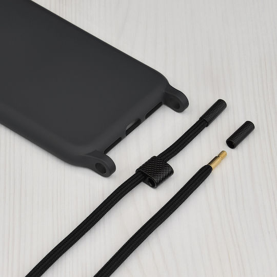 Techsuit Lanyard Back Cover Silicone with Strap Black (iPhone 15 Pro)