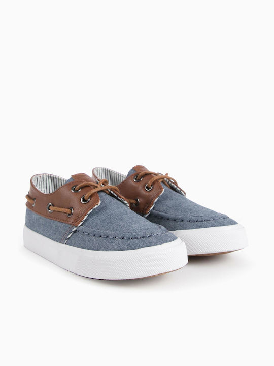 Zippy Boys Fabric Moccasins with Laces Blue