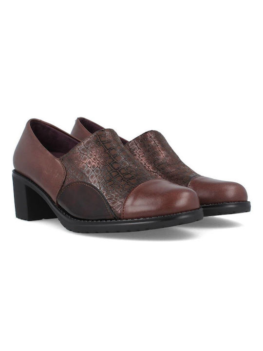 Pitillos Anatomic Leather Brown Heels -MARRON