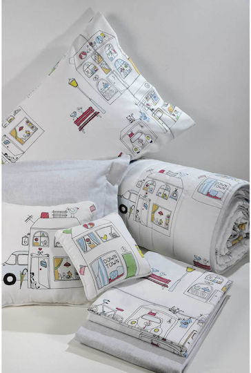 Down Town Home Kinder Kissenbezüge Set Baumwollsatin 52x75cm Γαλάζιες