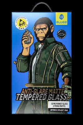 Blueo Mr Monkey Glass 5D Matte Full Face Tempered Glass Black (iPhone 15 Pro)