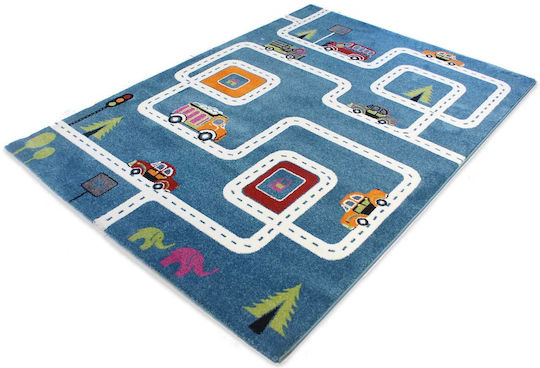 Tzikas Carpets 11556-30 Παιδικό Χαλί Αυτοκινητόδρομος Μπλε 160x160cm