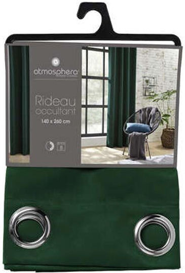 Atmosphera Blackout Green Curtain with Grommets 140x260cm