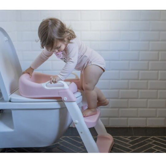 Minene Toddler Toilet Seat Light Blue With Footrest Handles And Cushion