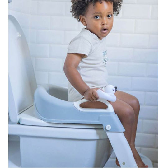 Minene Toddler Toilet Seat Light Blue With Footrest Handles And Cushion