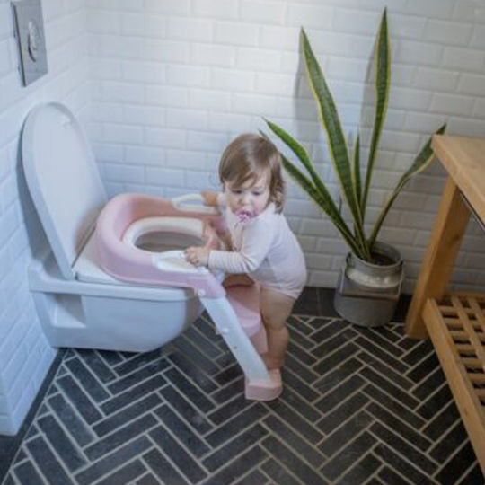 Minene Toddler Toilet Seat Light Blue With Footrest Handles And Cushion