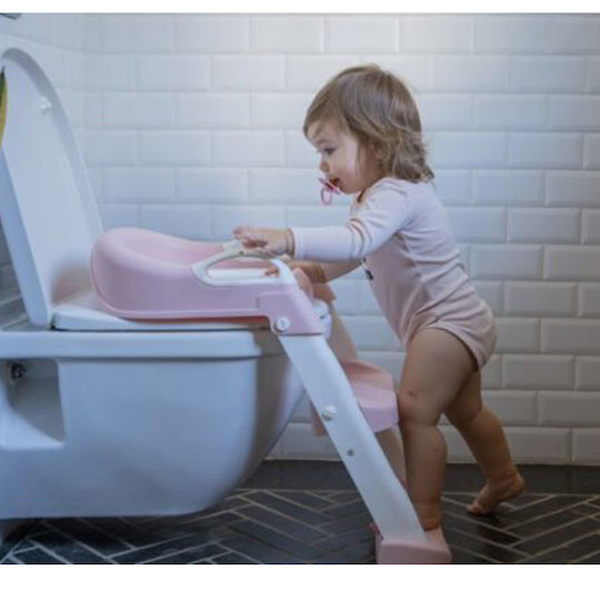 Minene Toddler Toilet Seat Light Blue With Footrest Handles And Cushion