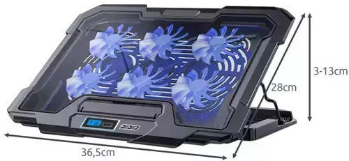 Izoxis Pad De Răcire Pentru Laptop Până La 17" Cu 6 Ventilatoare Și Iluminare Albastră 19522