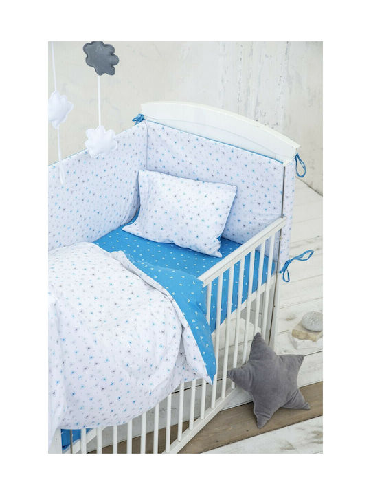 Nima Blob Set Baby Bettwäsche Für Krippe Baumwolle White / Blue 120x170cm 3Stück 21716