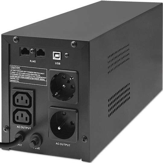 Qoltec FR UPS Line-Interactive 1500VA 900W με 4 Πρίζες