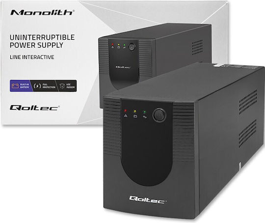 Qoltec FR UPS Line-Interactive 1500VA 900W με 4 Πρίζες