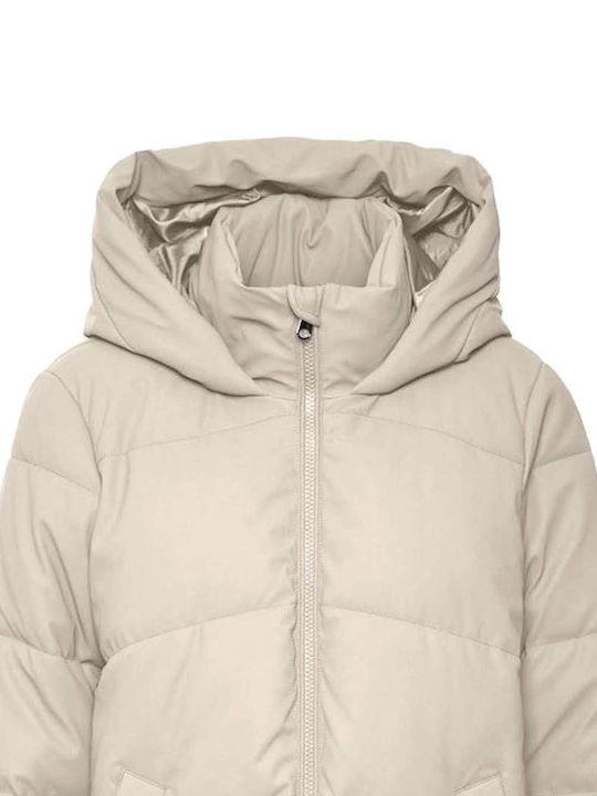 Vero Moda Women's Short Puffer Jacket for Winter Beige