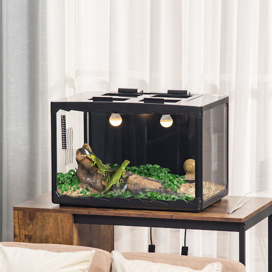 Pawhut Ενυδρείο Ερπετών Terrarium Μαύρο 60x40x40.5cm