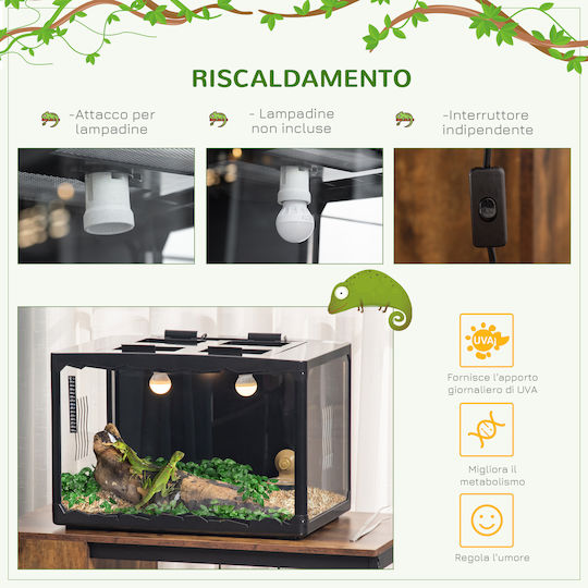 Pawhut Ενυδρείο Ερπετών Terrarium Μαύρο 60x40x40.5cm