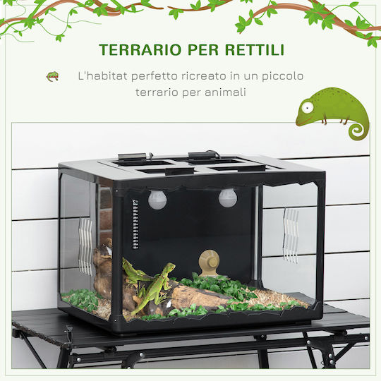 Pawhut Ενυδρείο Ερπετών Terrarium Μαύρο 60x40x40.5cm