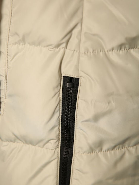 Scurtă Jachetă de femei Puffer Reversibilă Bej