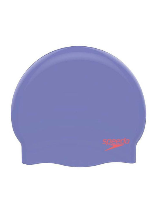 Speedo Plain Moulded Silicone Kids Swimming Cap Purple