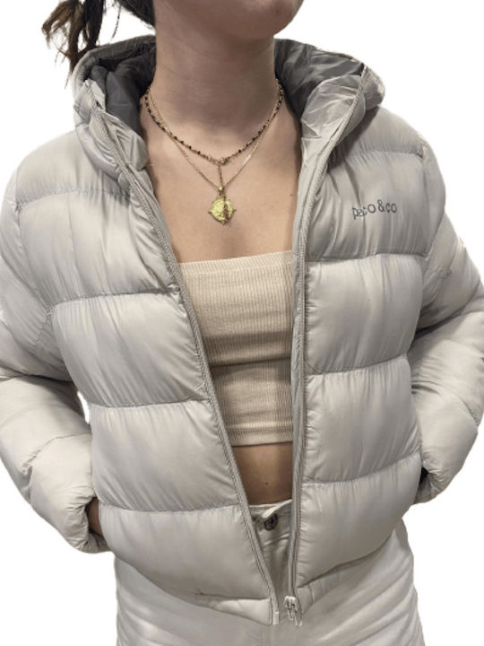 Kurz Damen Puffer Jacke für Winter Weiß