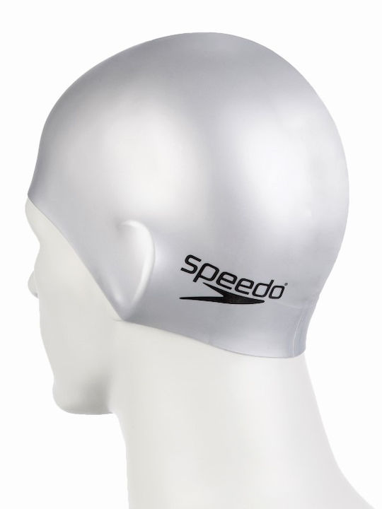 Speedo Plain Flat Silicone Adults Swimming Cap Silver