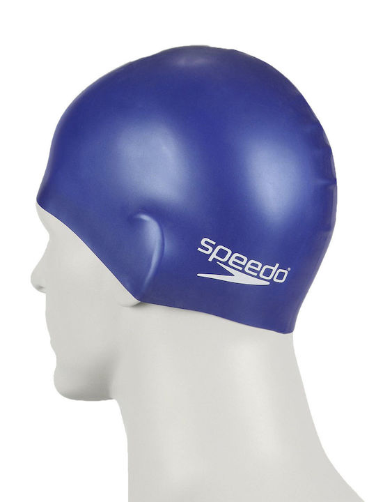 Speedo Plain Moulded Silicone Kids Swimming Cap Blue