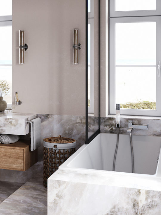 Ferro Zicco Mixing Bathtub Shower Faucet Complete Set Silver