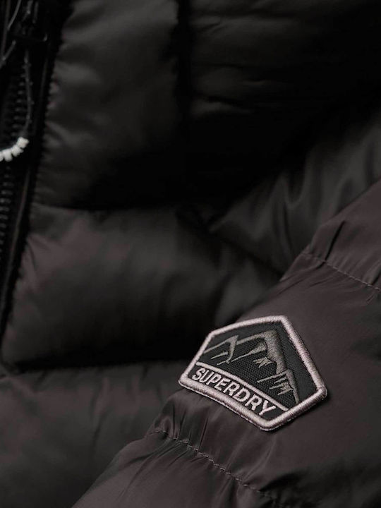 Fuji Women's Short Puffer Jacket for Winter with Hood Brown