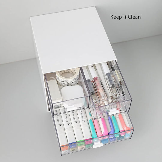 Kosmetikorganisator mit Schubladen Weiß 17x15,5x14,5cm