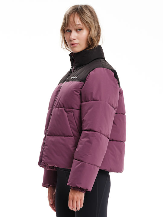 Women's Short Puffer Jacket for Winter Purple