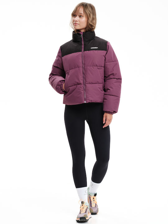 Women's Short Puffer Jacket for Winter Purple