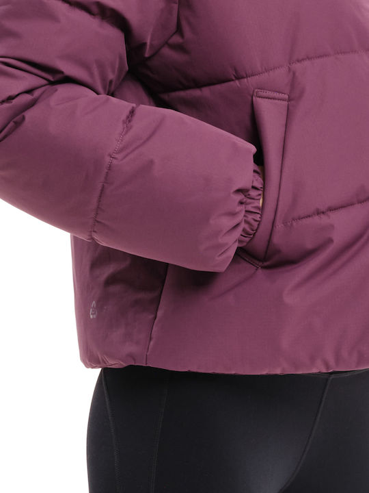 Women's Short Puffer Jacket for Winter Purple