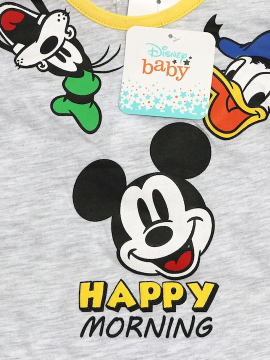 Disney Mickey Mouse Бебешко Боди Дълъг ръкав Сив