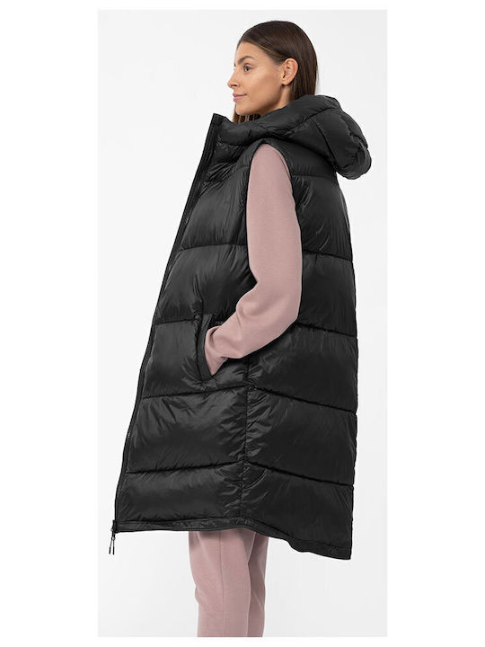 Women's for Hiking Short Puffer Jacket for Winter with Hood Black