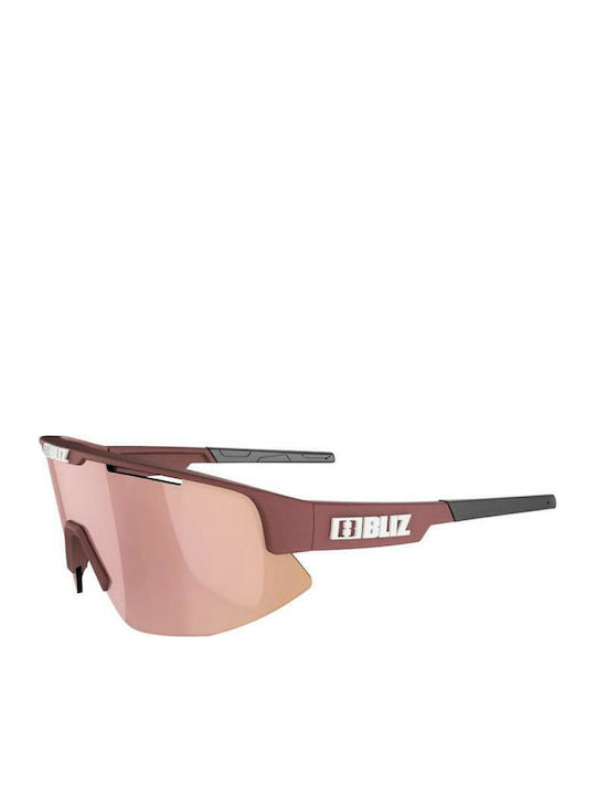 Bliz Matrix Small Bărbătești Ochelari de soare cu Burgundy Cadru și Roz Oglindă Lentilă 52007-49