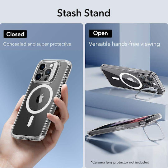 ESR Classic Hybrid Kickstand HaloLock MagSafe Back Cover Silicon 1.3mm Transparent (iPhone 15 Pro)