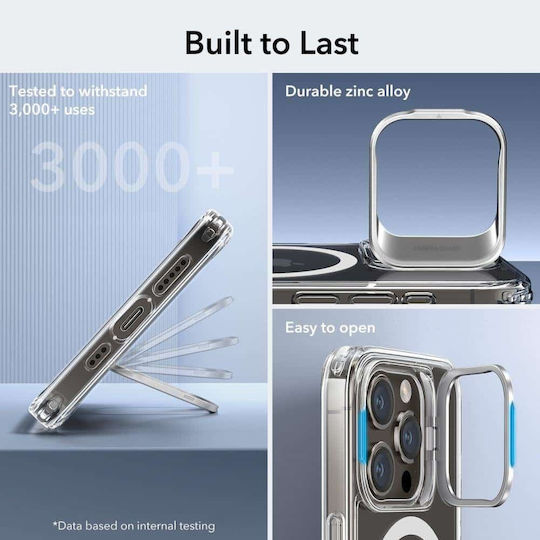 ESR Classic Hybrid Kickstand HaloLock MagSafe Back Cover Silicon 1.3mm Transparent (iPhone 15 Pro)