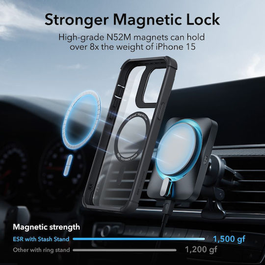 ESR Tough Armor MagFit Back Cover Μεταλλικό Διάφανο (iPhone 15 Pro Max)