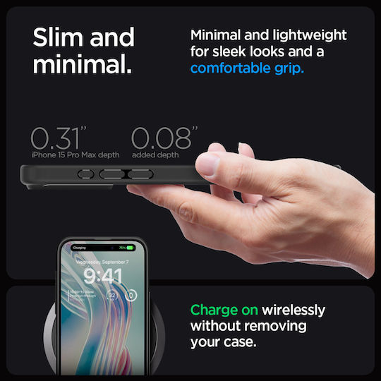 Spigen Ultra Hybrid Back Cover Plastic 2mm Matte Black (iPhone 15 Pro Max)
