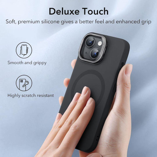 ESR Cloud Kickstand Halolock Umschlag Rückseite Metallisch 1.8mm Schwarz (iPhone 15 Plus / 16 Plus)