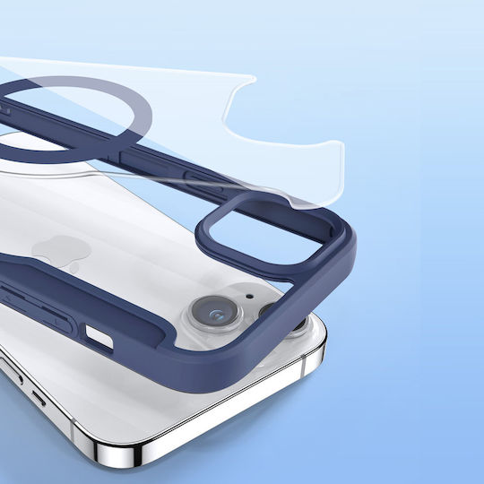 Skin X Pro Book Leather / Silicone / Plastic Blue (iPhone 15 Plus)