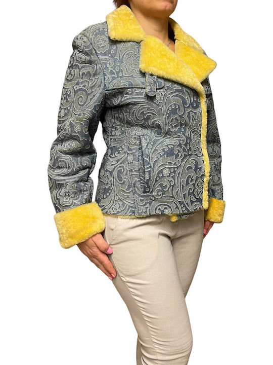 Mouton Women's Blue Coat with Buttons