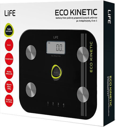 Life Eco Kinetic Ψηφιακή Ζυγαριά 180kg με Λιπομετρητή Μαύρη