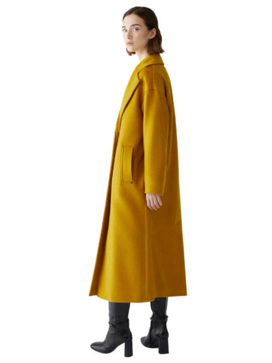 Pennyblack Γυναικείο Κίτρινο Παλτό με Κουμπιά