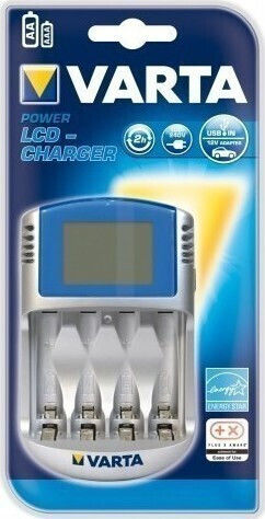 Varta LCD Charger 4 Batteries Ni-MH Size AA/AAA in Gray color