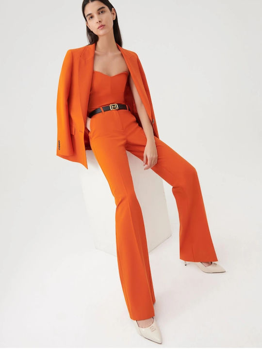Marella Γυναικείο Υφασμάτινο Παντελόνι σε Bootcut Εφαρμογή Πορτοκαλί